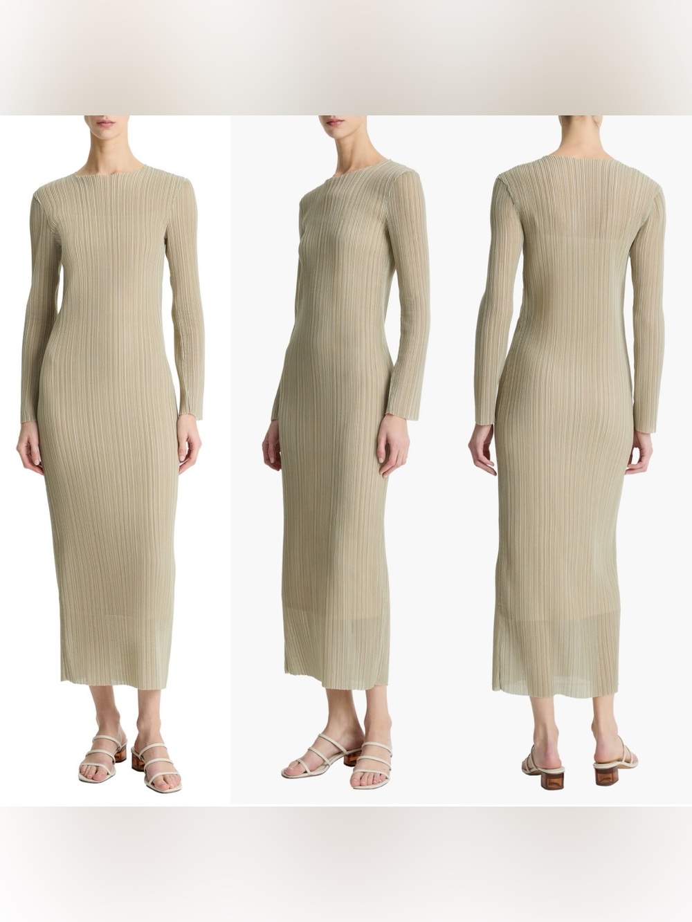 Vince Plissé Pleat Long Sleeve Body-Con Maxi Dress size Small NWOT